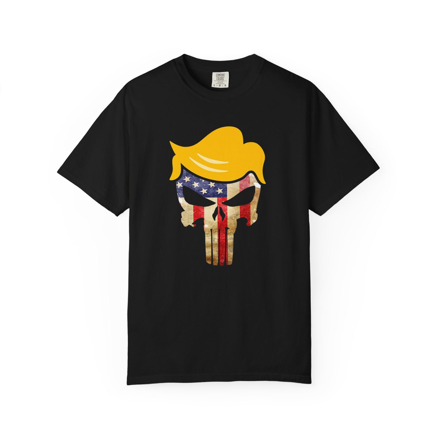 Trump The Patriot Flag Skull Design - Unisex Garment-Dyed T-Shirt