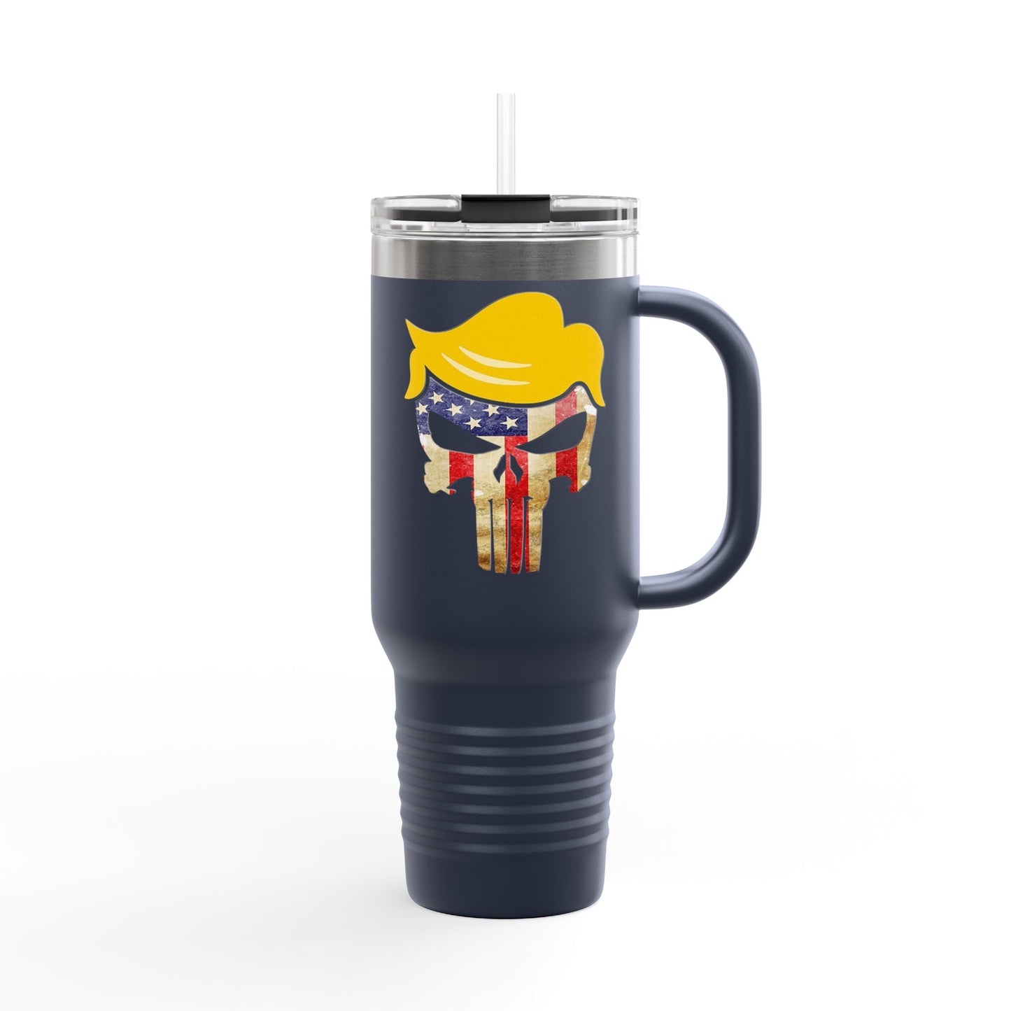 TRUMP-PATRIOT American Flag Skull Travel Mug - 40oz Trump Design