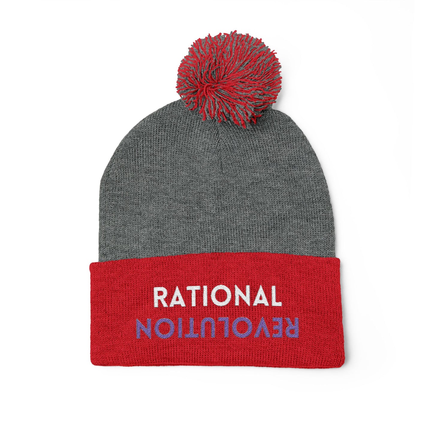 RATIONAL REVOLUTION (The Common Sense Evolution) - Pom-Pom Knit Cap, Cozy Winter Beanie, Funny Gift for Friends, Stylish Knit Hat, Trendy Accessory for All Seasons