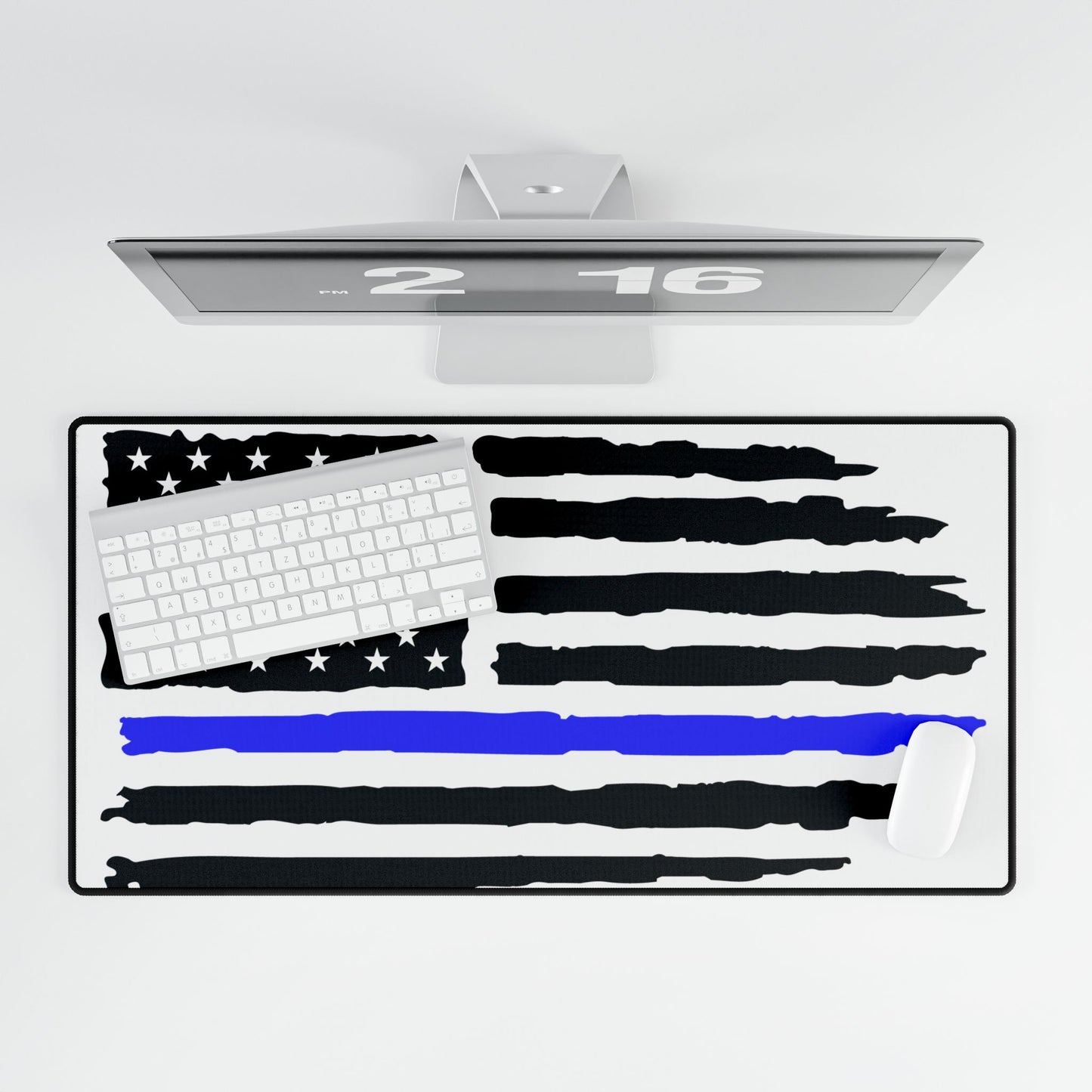 Blue Line American Flag Desk Mat - Perfect for Patriotic Home Office Decor