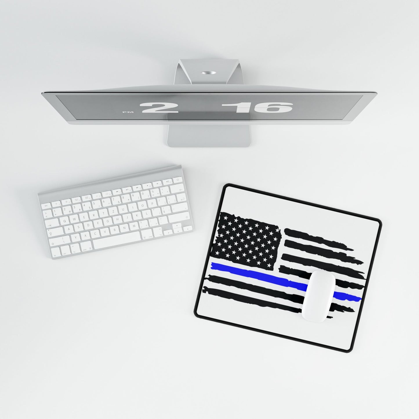 Blue Line American Flag Desk Mat - Perfect for Patriotic Home Office Decor
