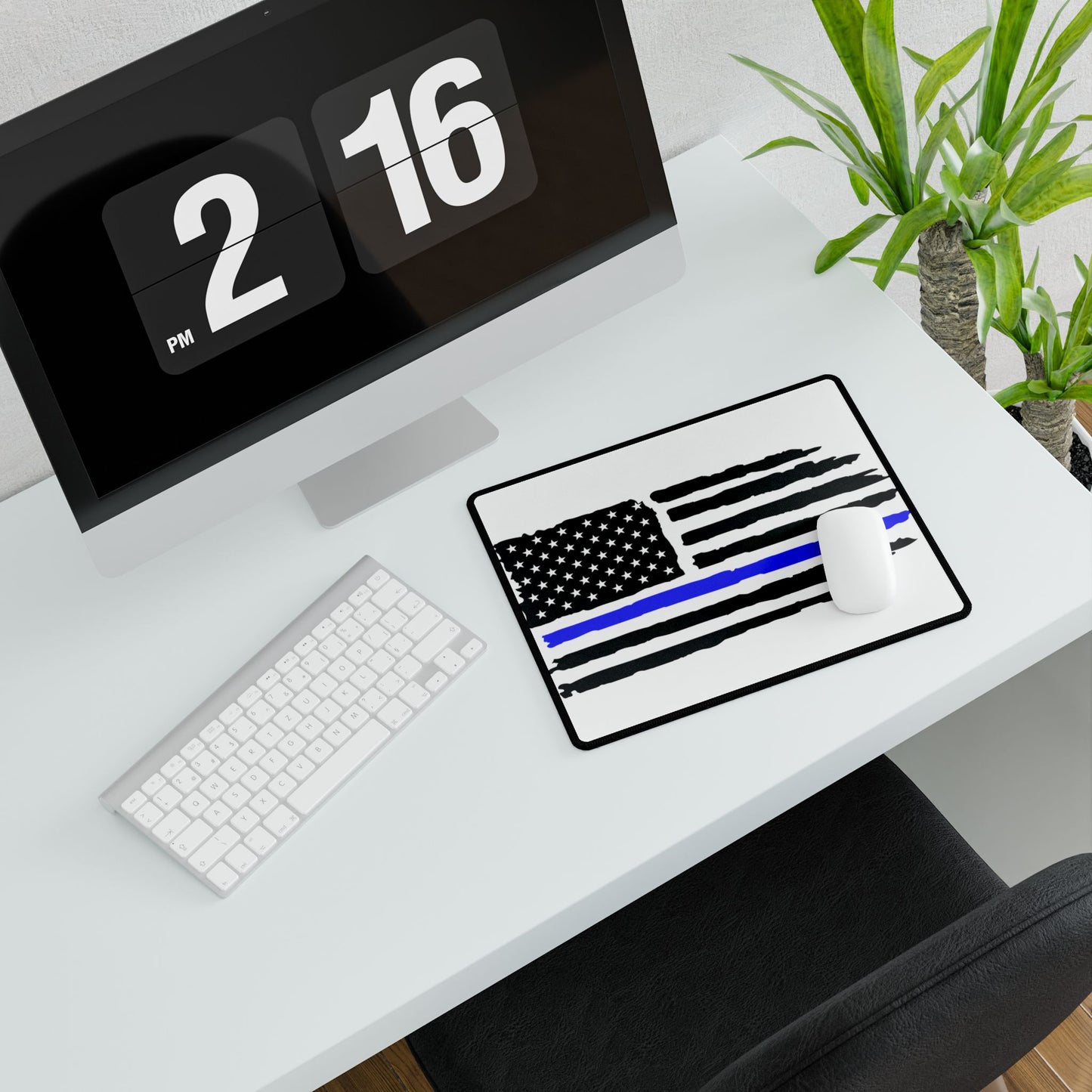 Blue Line American Flag Desk Mat - Perfect for Patriotic Home Office Decor