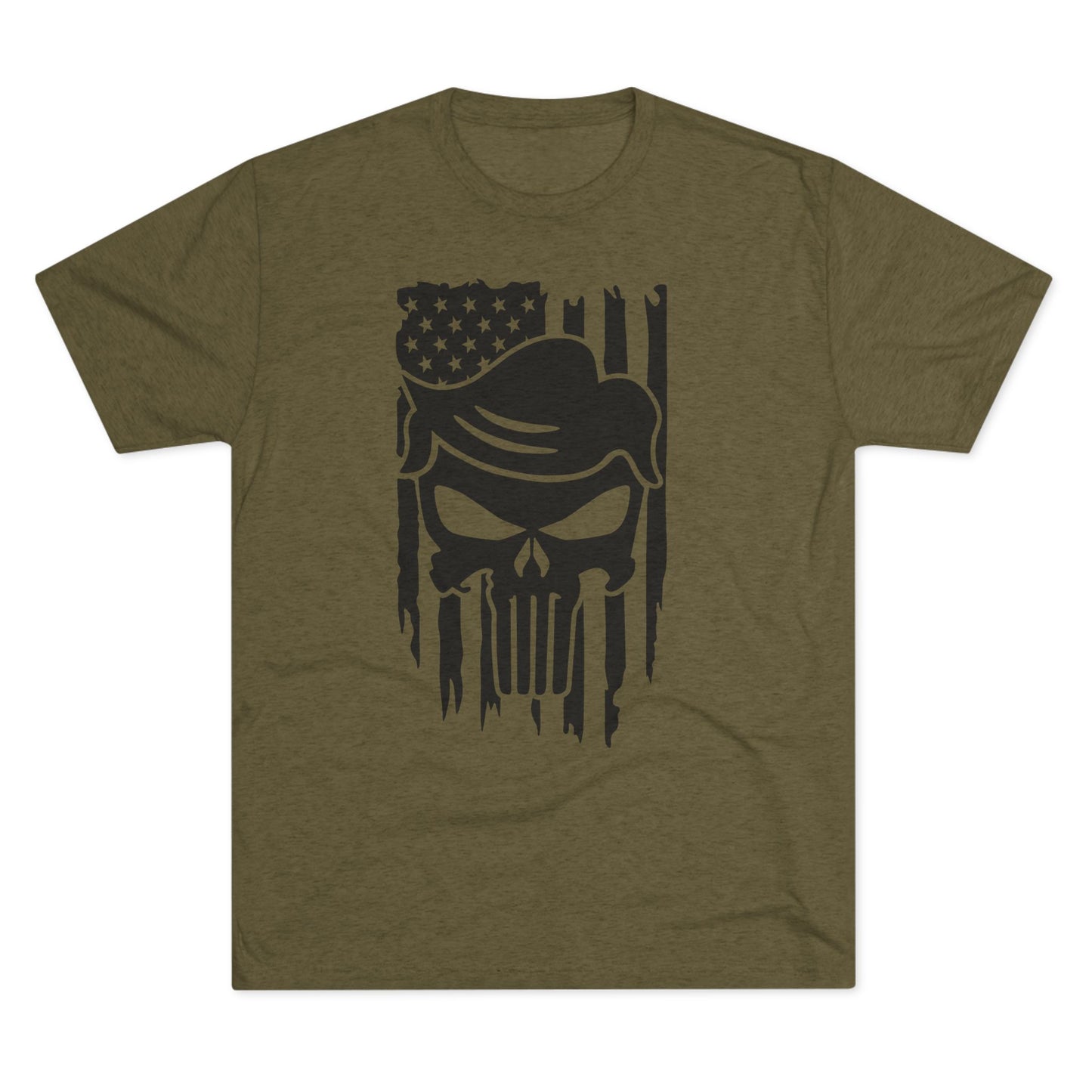 TRUMP-PATRIOT Skull & Flag Design - Unisex Tri-Blend Crew Tee