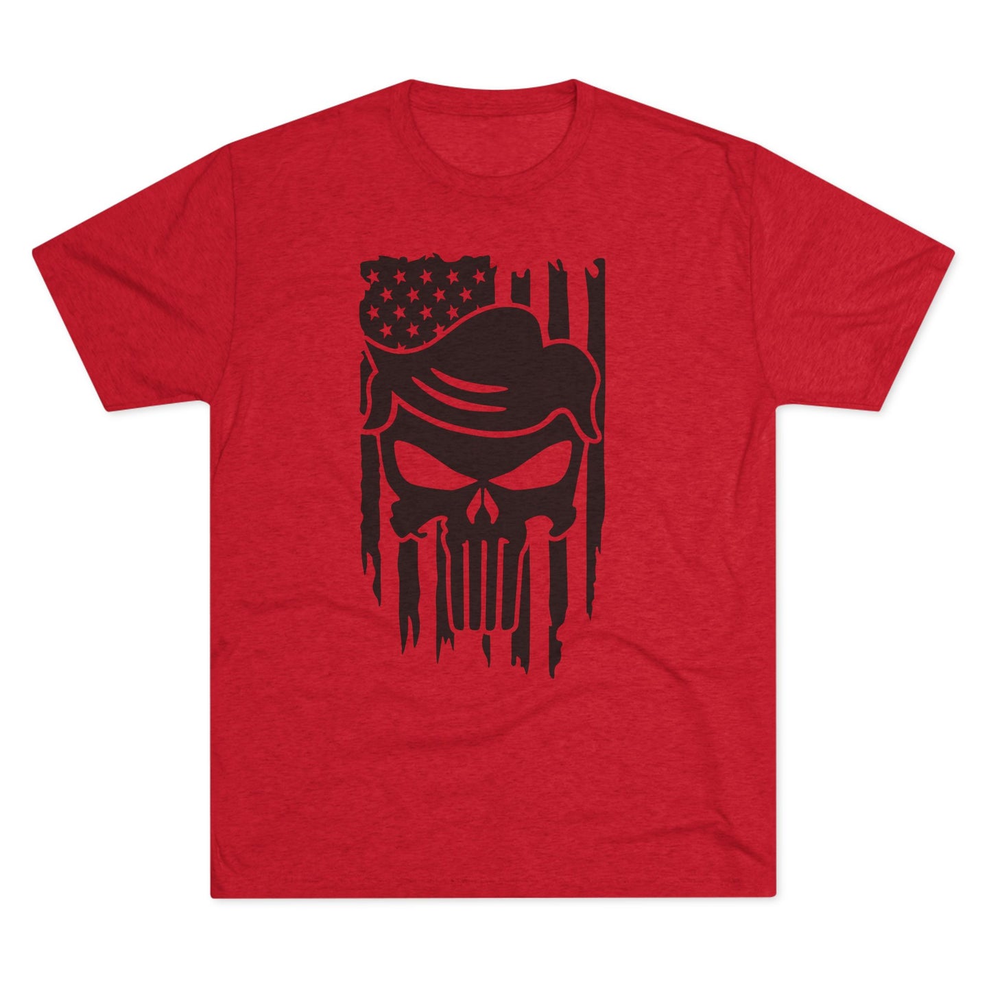 TRUMP-PATRIOT Skull & Flag Design - Unisex Tri-Blend Crew Tee