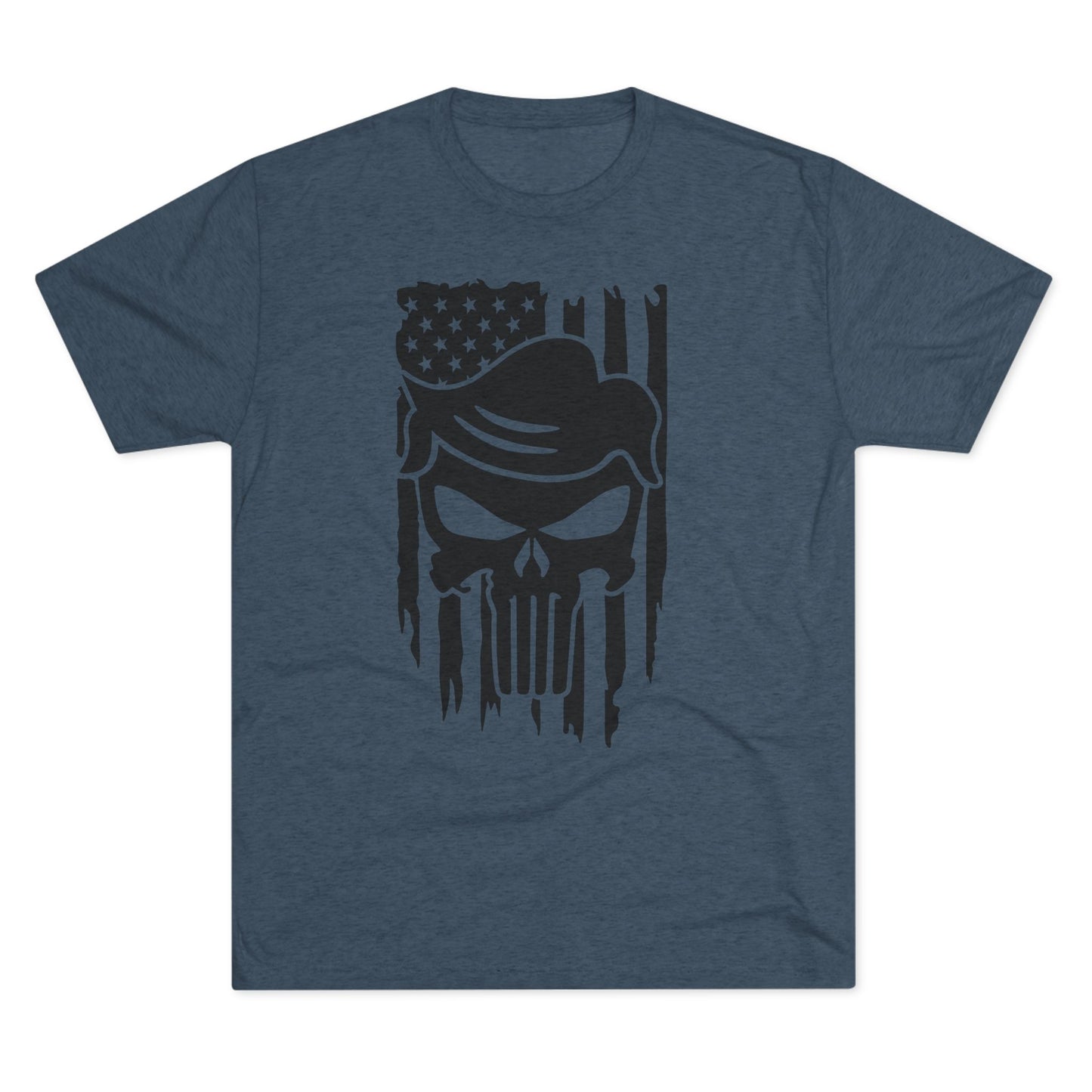 TRUMP-PATRIOT Skull & Flag Design - Unisex Tri-Blend Crew Tee