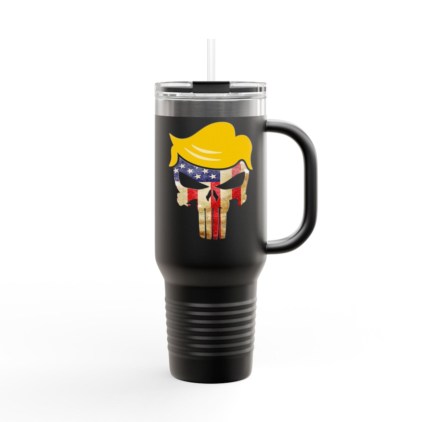 TRUMP-PATRIOT American Flag Skull Travel Mug - 40oz Trump Design