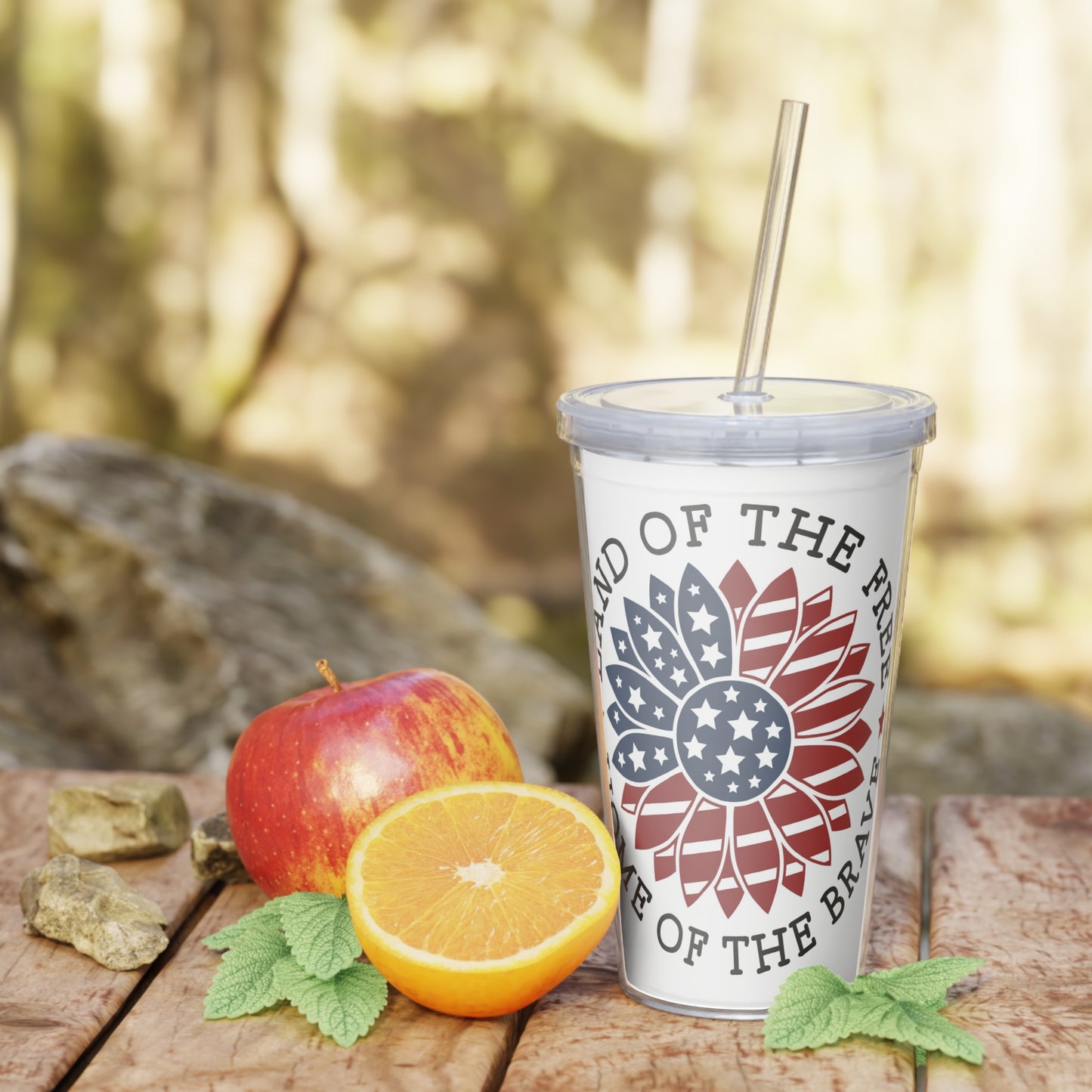 Land Of The Free - Plastic Tumbler with Straw