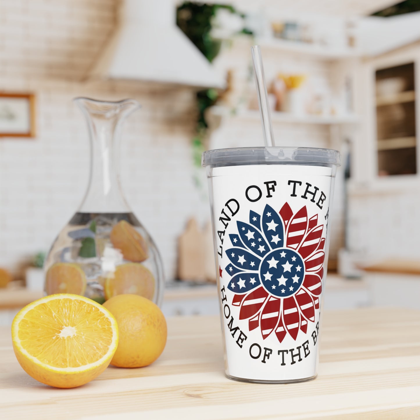 Land Of The Free - Plastic Tumbler with Straw