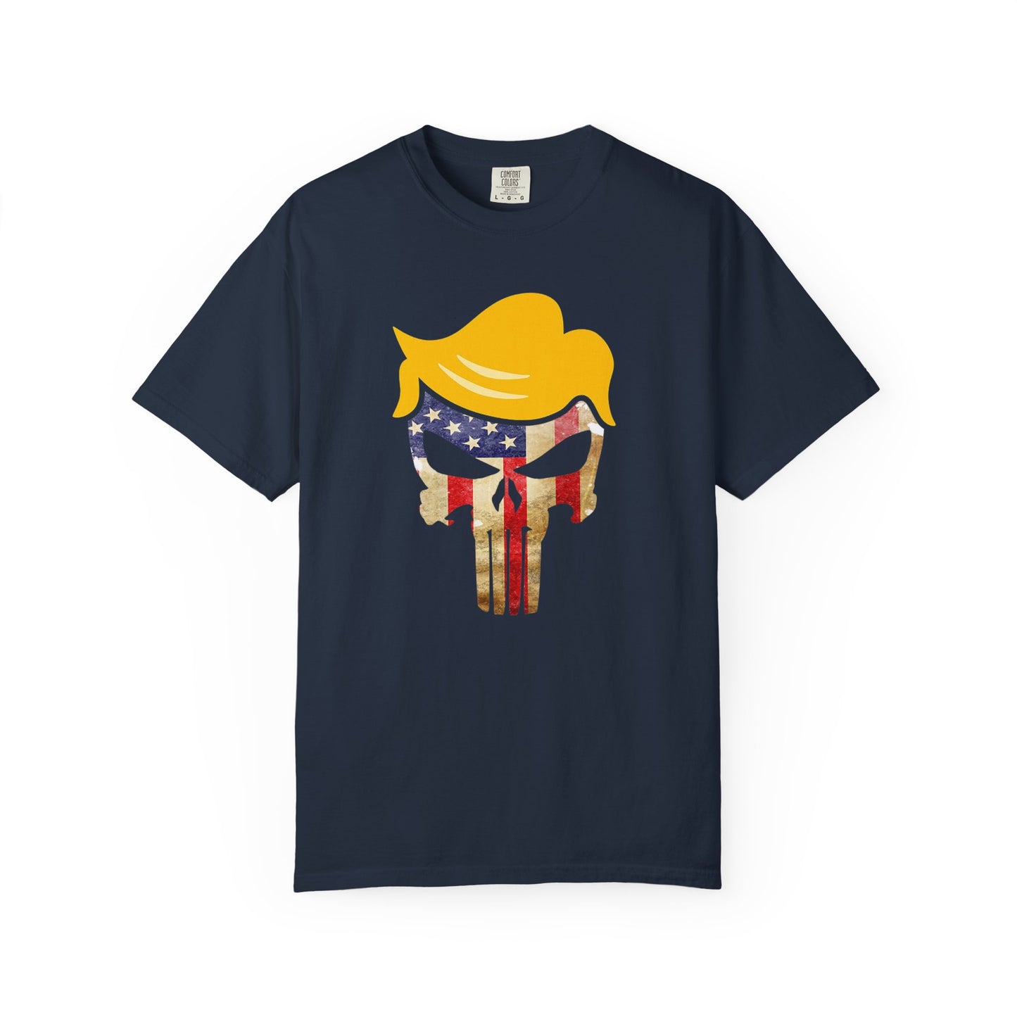 Trump The Patriot Flag Skull Design - Unisex Garment-Dyed T-Shirt
