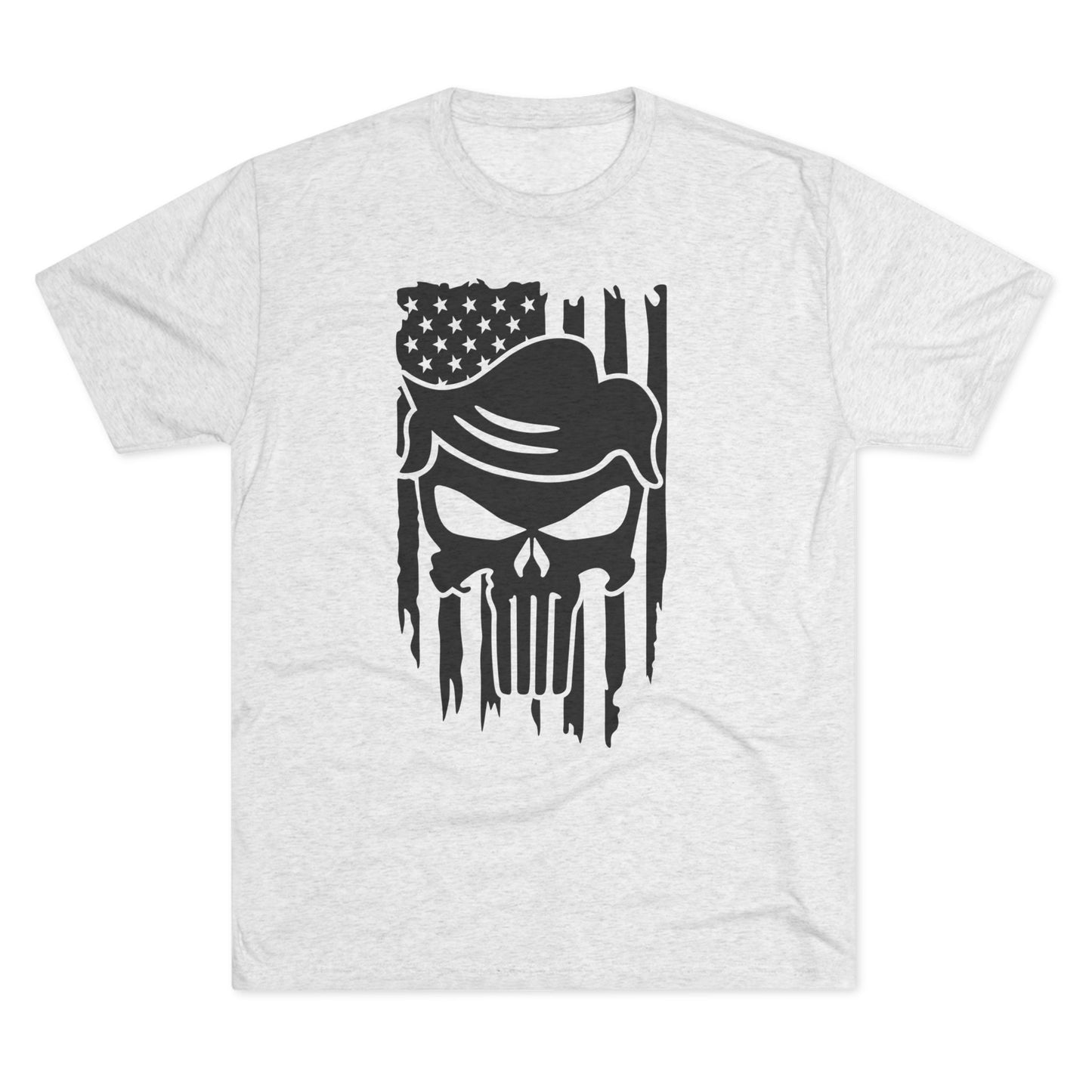 TRUMP-PATRIOT Skull & Flag Design - Unisex Tri-Blend Crew Tee