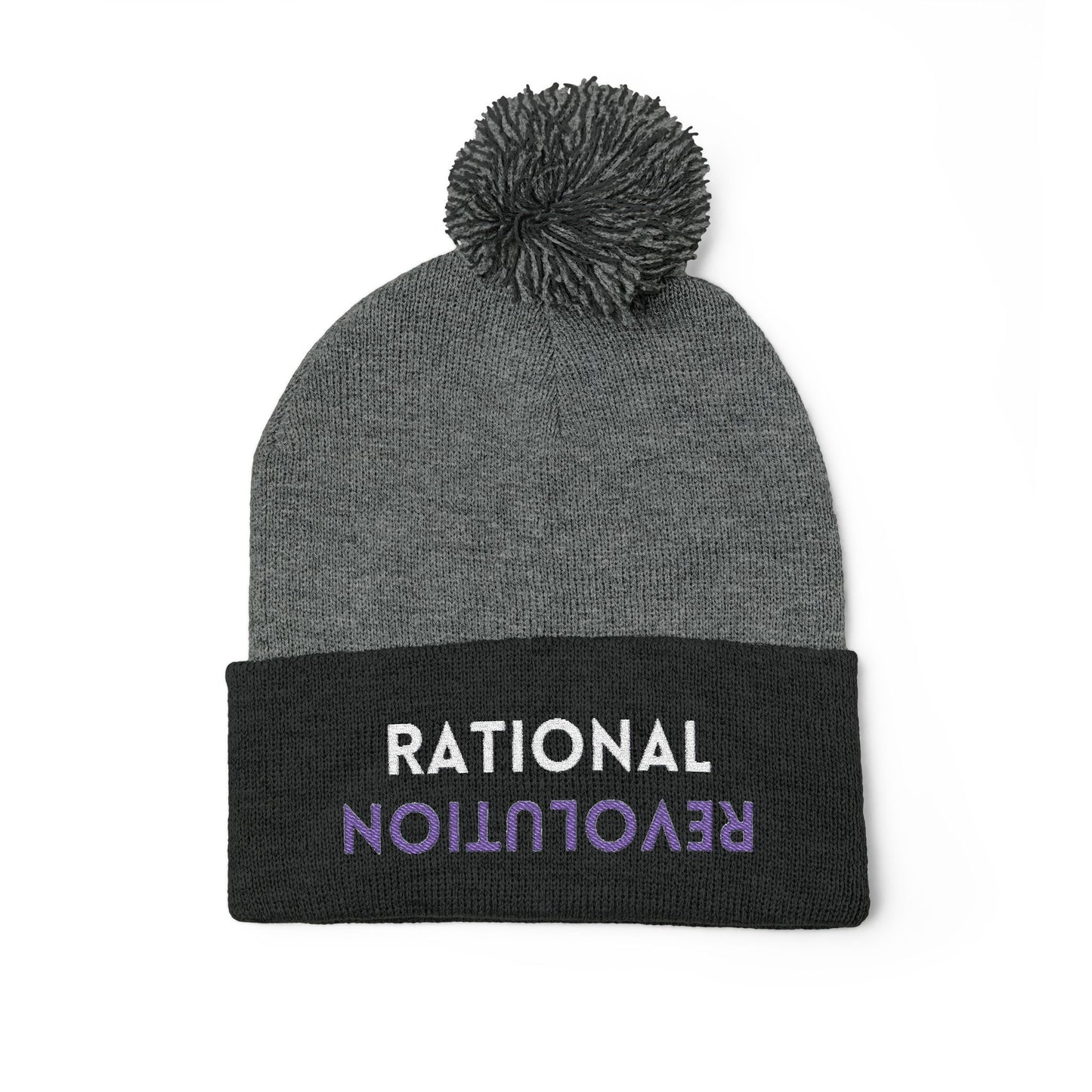 RATIONAL REVOLUTION (The Common Sense Evolution) - Pom-Pom Knit Cap, Cozy Winter Beanie, Funny Gift for Friends, Stylish Knit Hat, Trendy Accessory for All Seasons