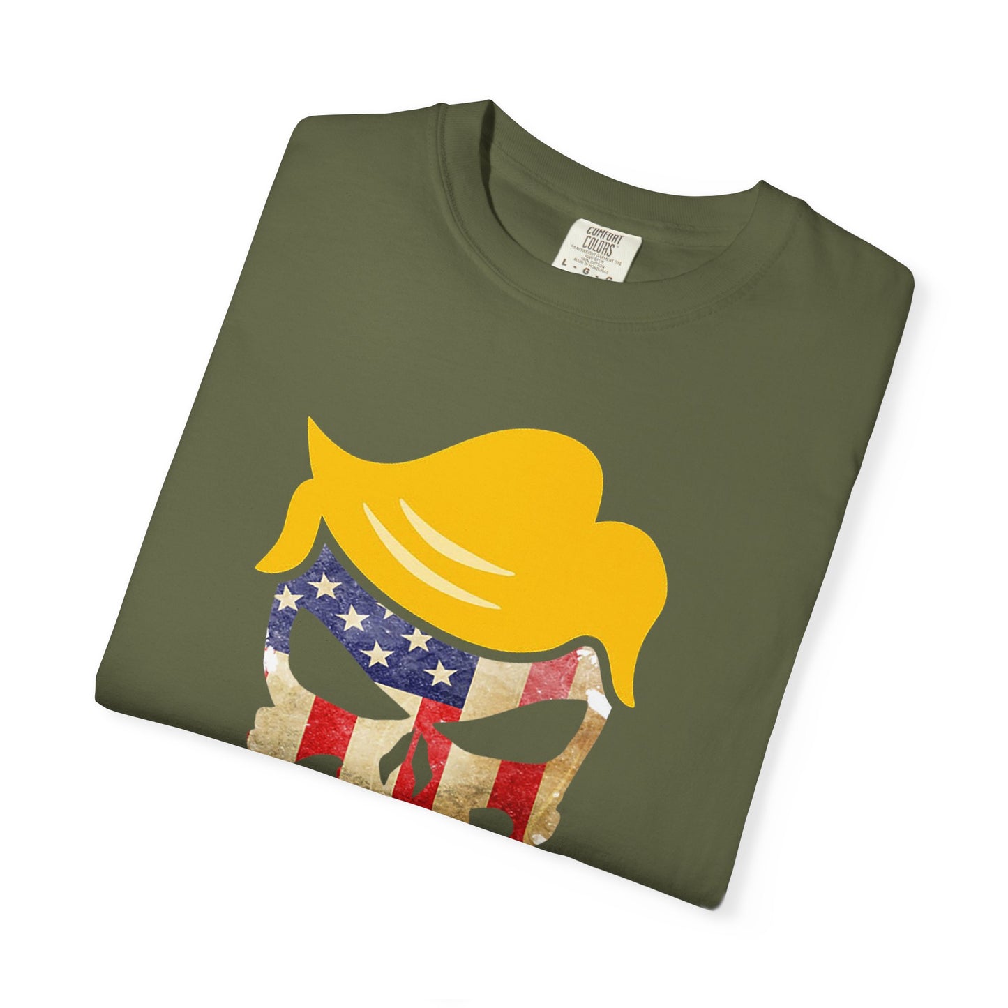 Trump The Patriot Flag Skull Design - Unisex Garment-Dyed T-Shirt