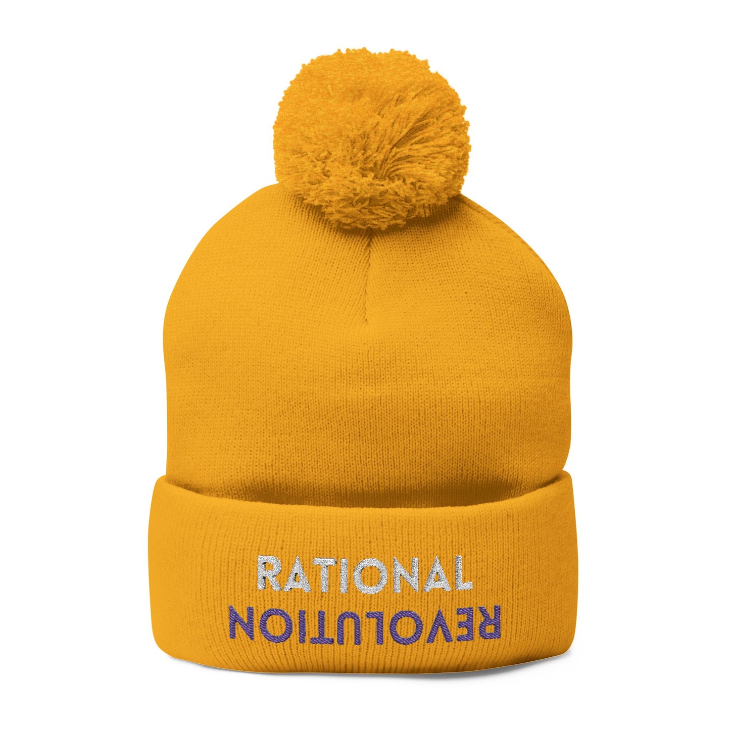 RATIONAL REVOLUTION (The Common Sense Evolution) - Pom-Pom Knit Cap, Cozy Winter Beanie, Funny Gift for Friends, Stylish Knit Hat, Trendy Accessory for All Seasons