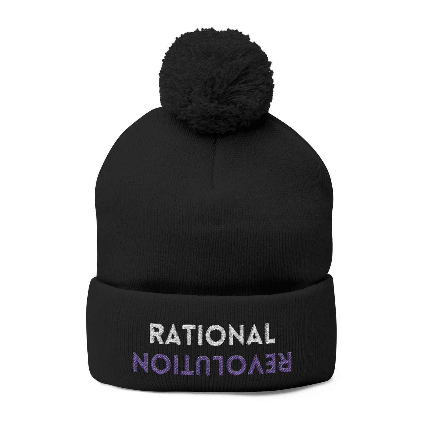 RATIONAL REVOLUTION (The Common Sense Evolution) - Pom-Pom Knit Cap, Cozy Winter Beanie, Funny Gift for Friends, Stylish Knit Hat, Trendy Accessory for All Seasons