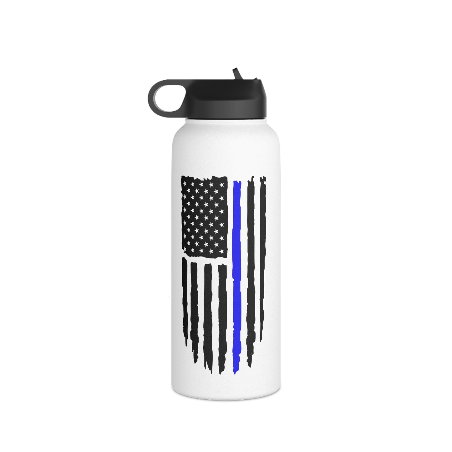 Thin Blue Line Stainless Steel Water Bottle, Standard Lid