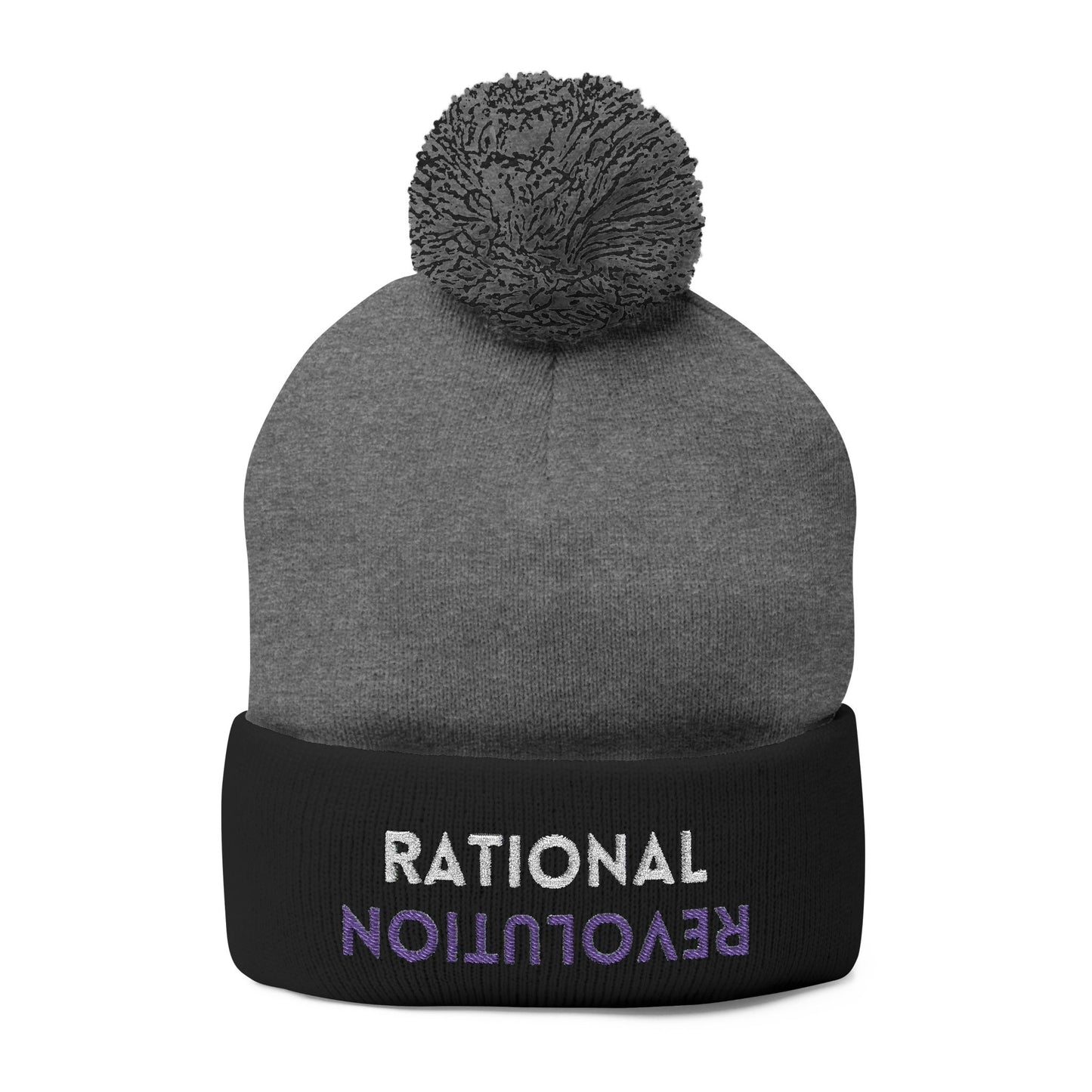 RATIONAL REVOLUTION (The Common Sense Evolution) - Pom-Pom Knit Cap, Cozy Winter Beanie, Funny Gift for Friends, Stylish Knit Hat, Trendy Accessory for All Seasons