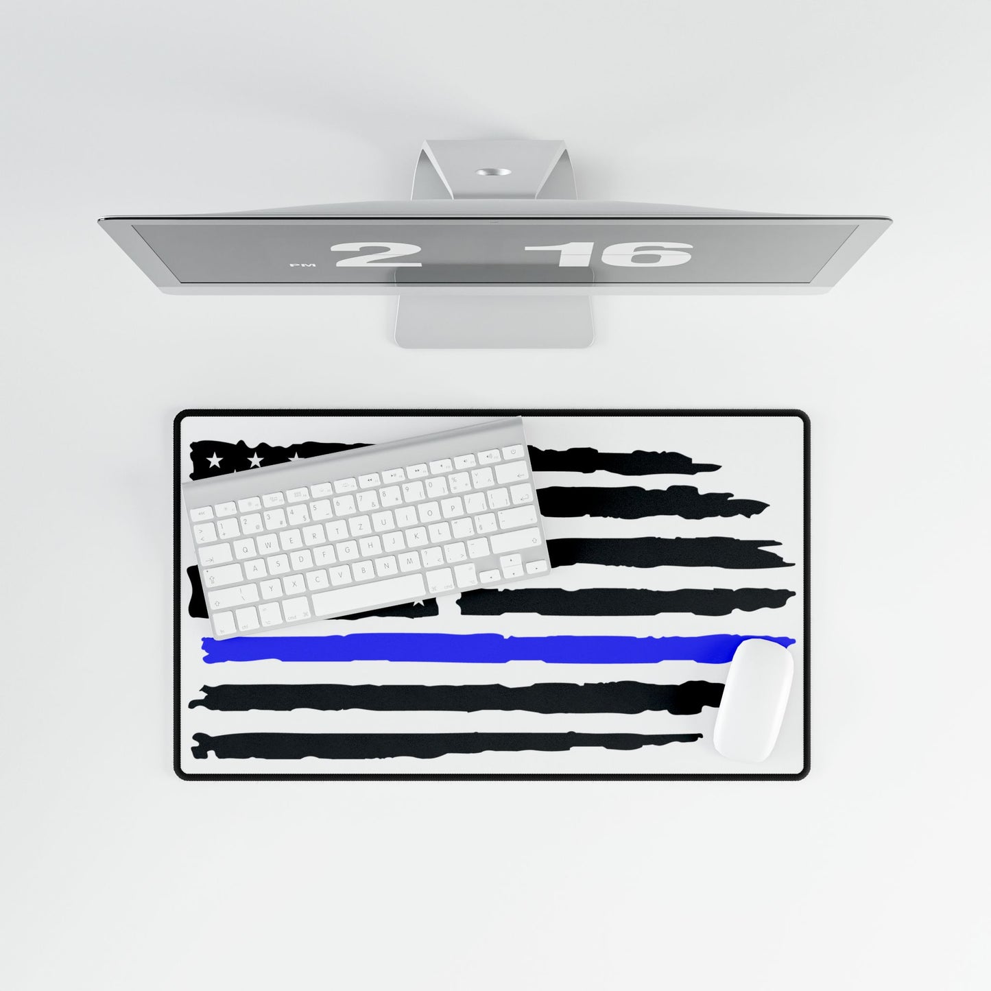 Blue Line American Flag Desk Mat - Perfect for Patriotic Home Office Decor