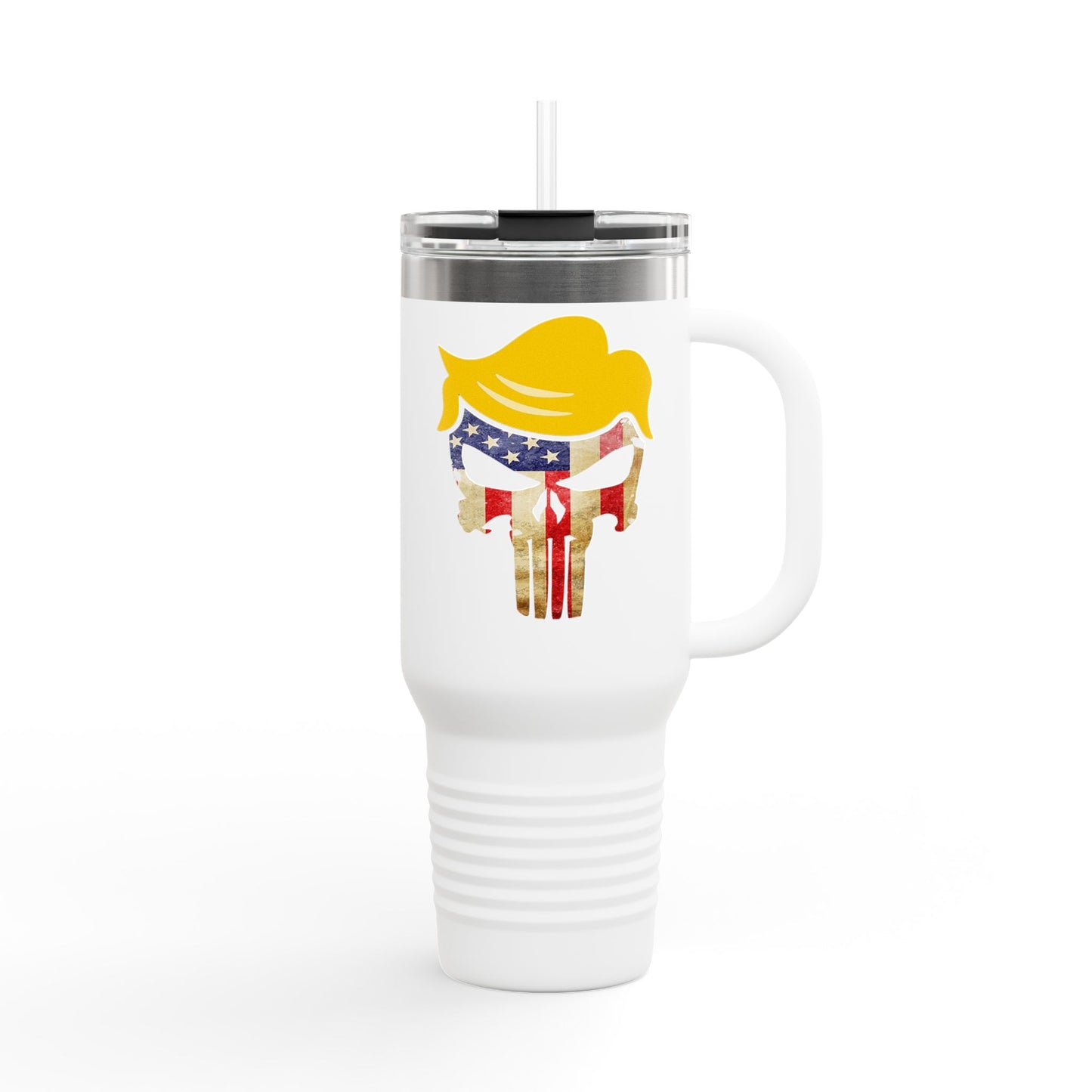 TRUMP-PATRIOT American Flag Skull Travel Mug - 40oz Trump Design