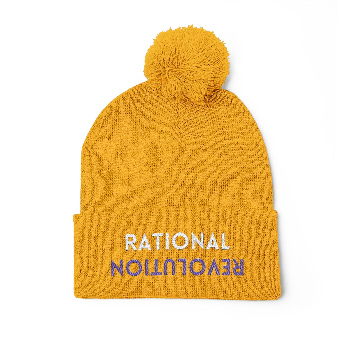 RATIONAL REVOLUTION (The Common Sense Evolution) - Pom-Pom Knit Cap, Cozy Winter Beanie, Funny Gift for Friends, Stylish Knit Hat, Trendy Accessory for All Seasons