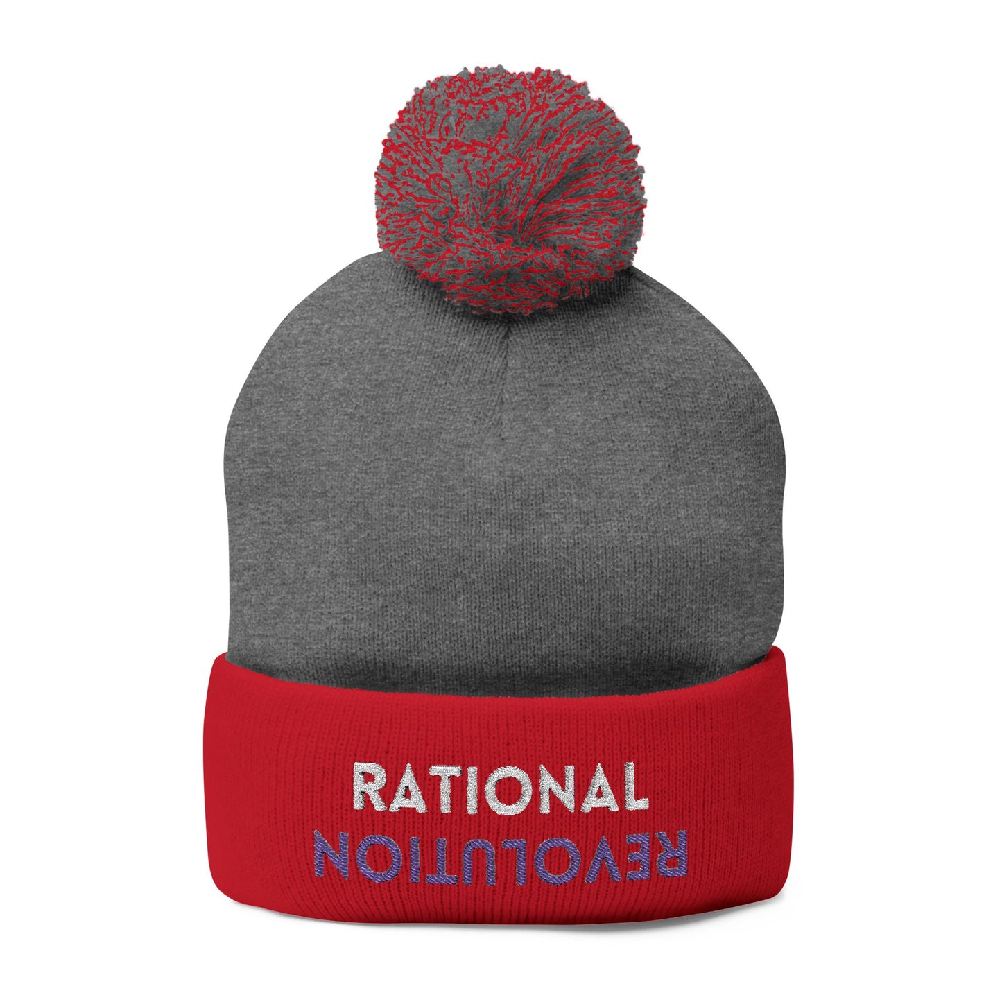 RATIONAL REVOLUTION (The Common Sense Evolution) - Pom-Pom Knit Cap, Cozy Winter Beanie, Funny Gift for Friends, Stylish Knit Hat, Trendy Accessory for All Seasons