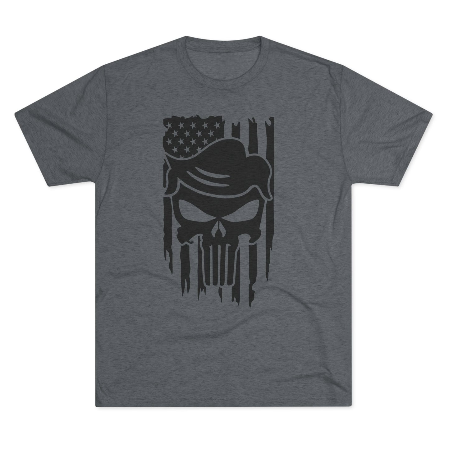 TRUMP-PATRIOT Skull & Flag Design - Unisex Tri-Blend Crew Tee