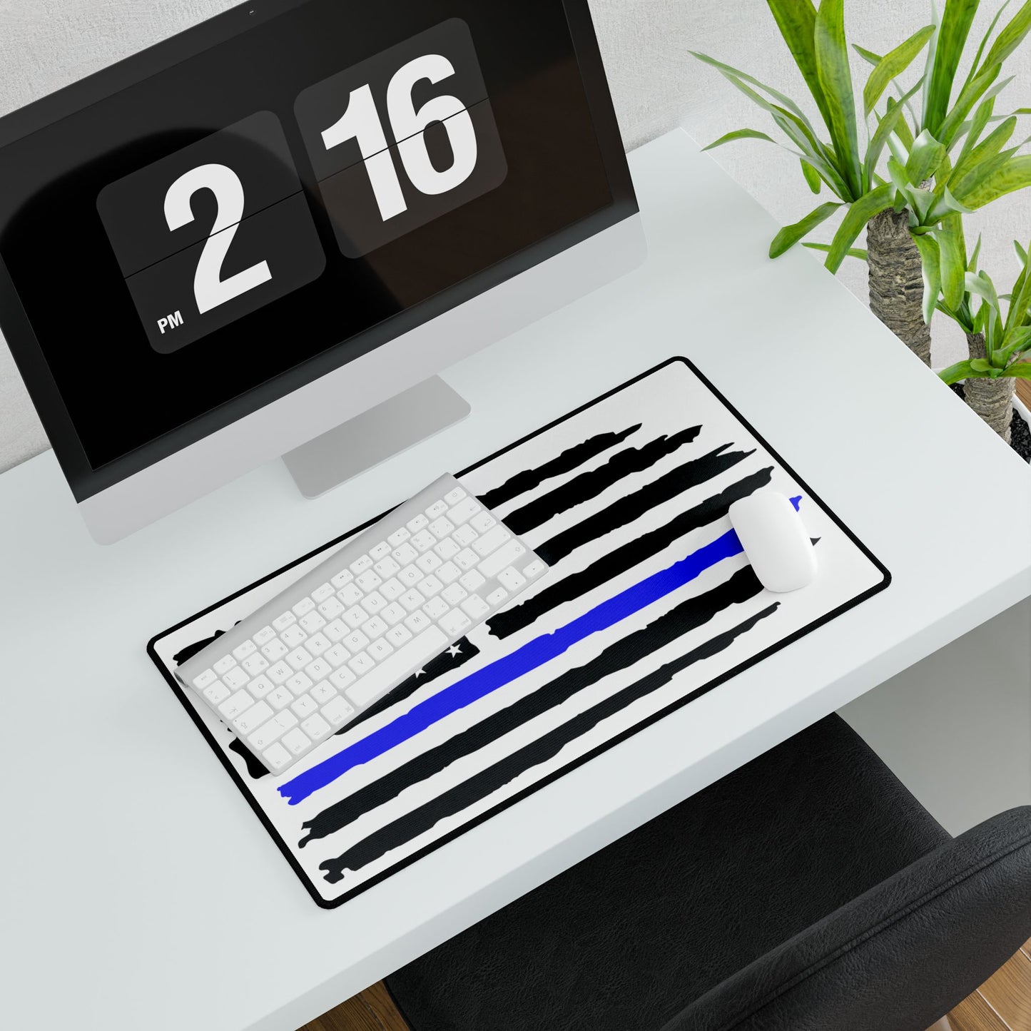 Blue Line American Flag Desk Mat - Perfect for Patriotic Home Office Decor