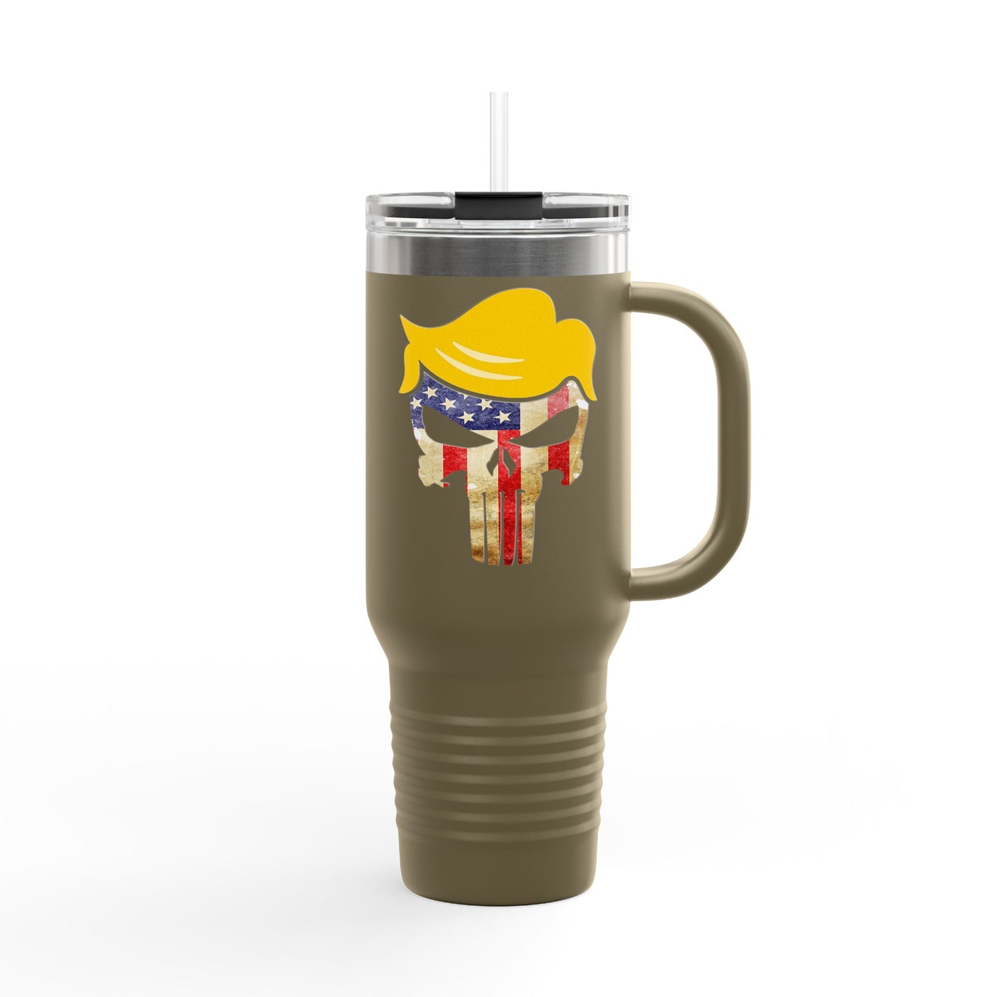 TRUMP-PATRIOT American Flag Skull Travel Mug - 40oz Trump Design