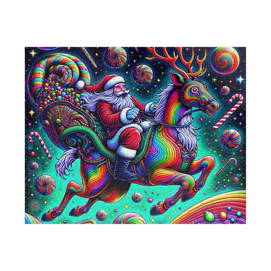 Rainbow Santa Reindeer Puzzle — Colorful Christmas Jigsaw (520 pcs)