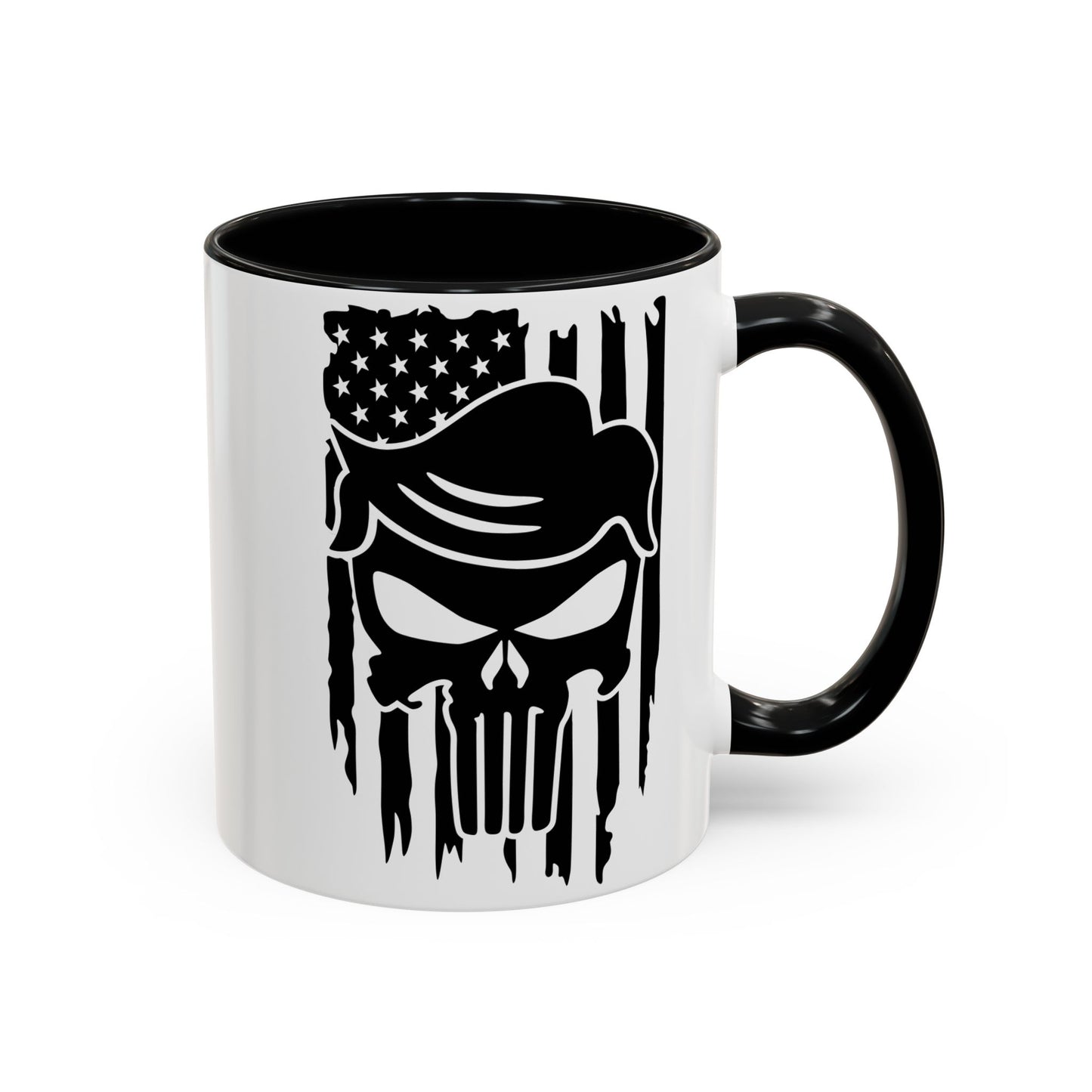 Patriotic Skull Coffee Mug - 11oz & 15oz Black-Handled Cups