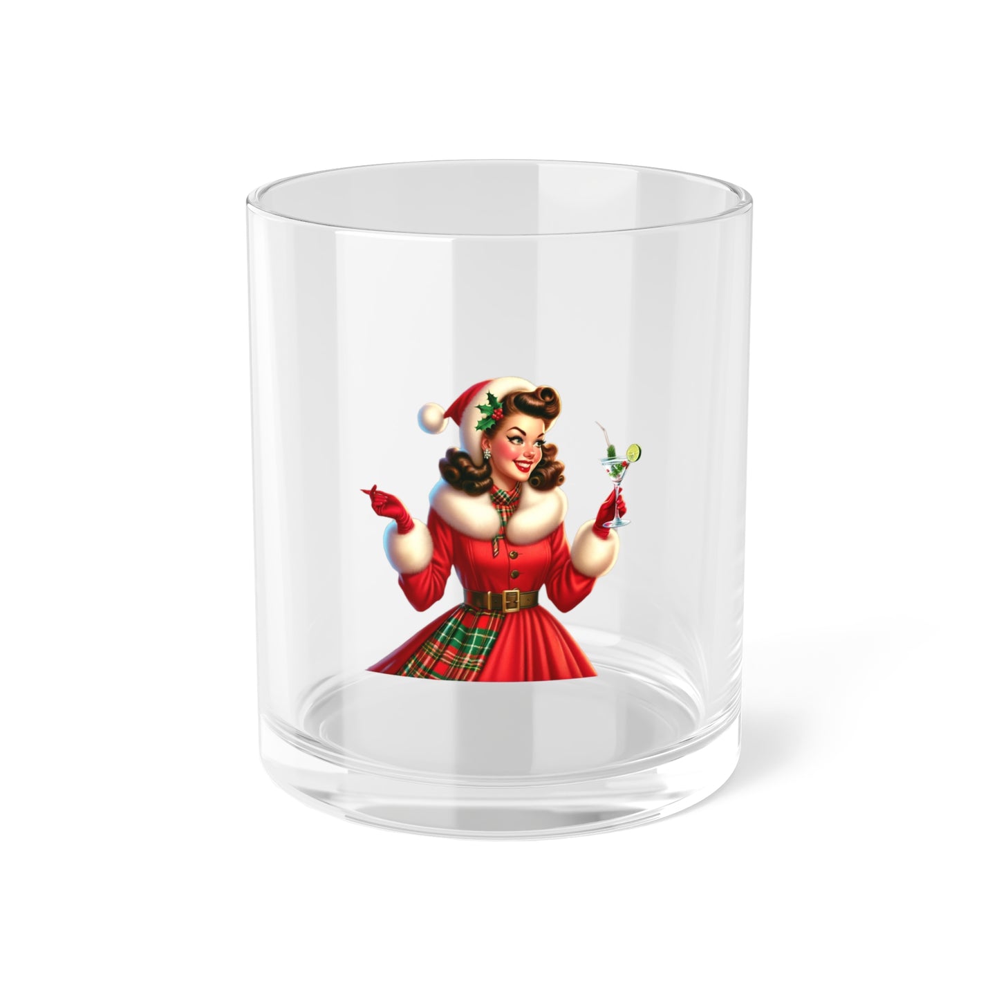 Holiday Cheers (Brunette) Bar Glass