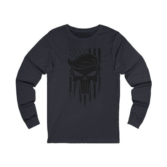 Trump The Patriot Skull Design - Patriotic Long Sleeve Unisex Jersey Tee