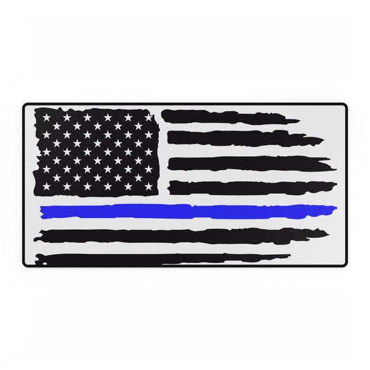Blue Line American Flag Desk Mat - Perfect for Patriotic Home Office Decor