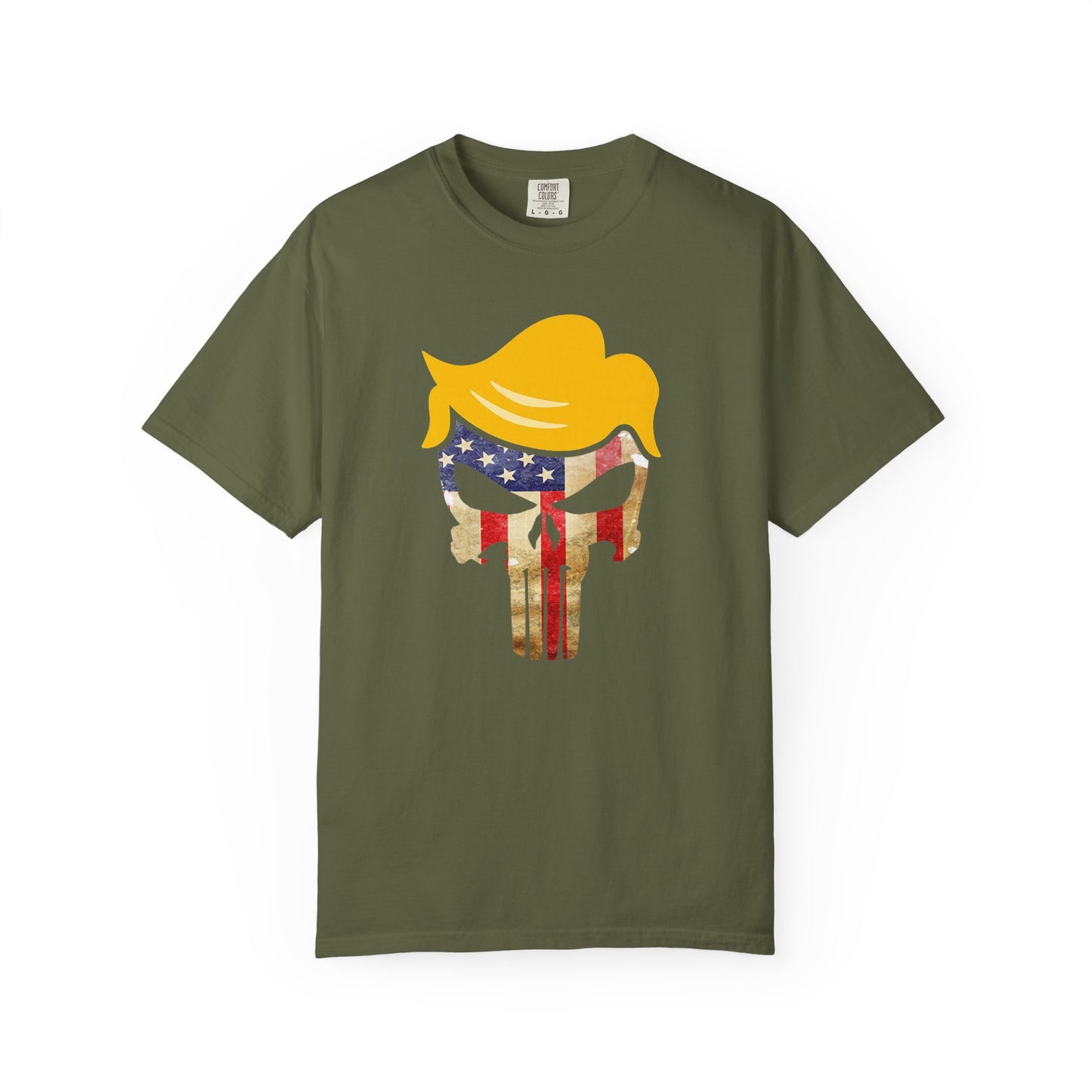 Trump The Patriot Flag Skull Design - Unisex Garment-Dyed T-Shirt