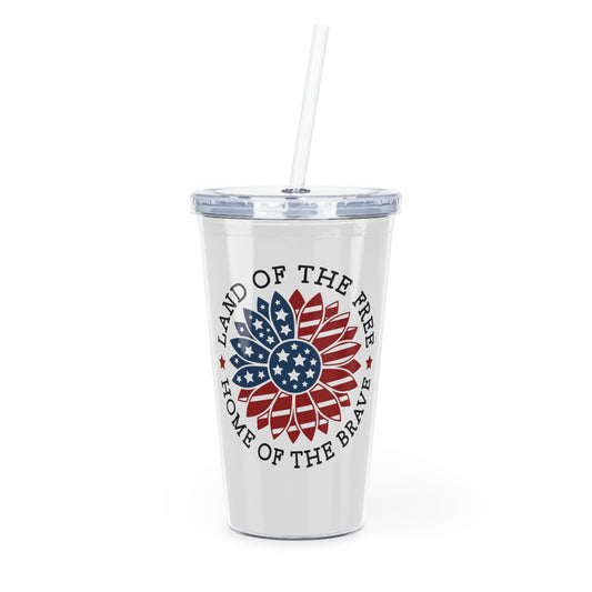 LAND OF THE FREE - Plastic Tumbler with Straw